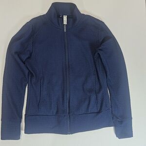 Adidas Waffle Knit Track Jacket Womens Small Navy Blue Full Zip